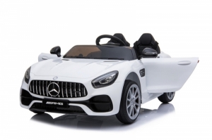 Mercedes AMG GT Zweisitzer Kinderauto weiss Türen offen